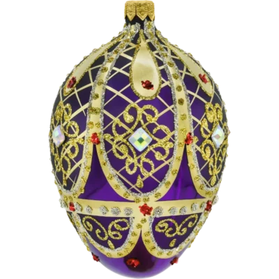Szklana Bombka Choinkowa Figurka Ekskluzywne jajo Faberge z kryształem: purpurowe