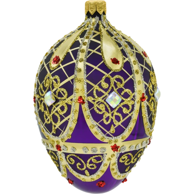 Szklana Bombka Choinkowa Figurka Ekskluzywne jajo Faberge z kryształem: purpurowe bok