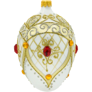 Ekskluzywne jajo Faberge z rubinem: białe