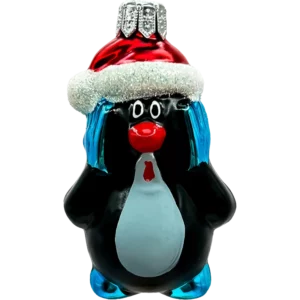 Szklana Bombka Krecik w czapce Świątecznej