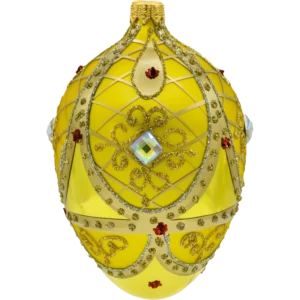 Szklana Bombka Choinkowa Figurka Ekskluzywne Jajo Faberge z kamieniami żółte
