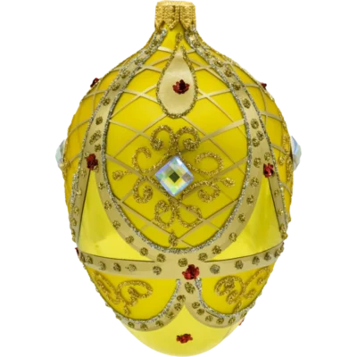 Szklana Bombka Choinkowa Figurka Ekskluzywne Jajo Faberge z kamieniami żółte