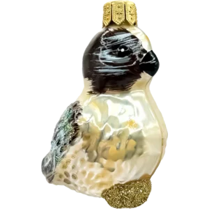 Bombka szklana Wróbel z brokatowym akcentem