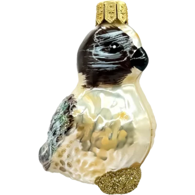 Bombka szklana Wróbel z brokatowym akcentem