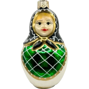 Bombka szklana Matrioszka w zielonej sukni