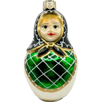 Bombka szklana Matrioszka w zielonej sukni