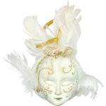 Ozdoba szklana Maska karnawałowa - biała