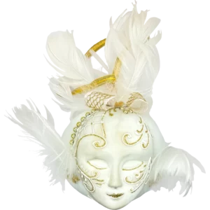 Ozdoba szklana Maska karnawałowa - biała