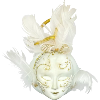 Ozdoba szklana Maska karnawałowa - biała