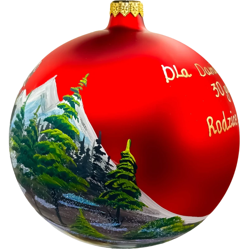 Bombka szklana na specjalne zamówienie - czerwona, bok