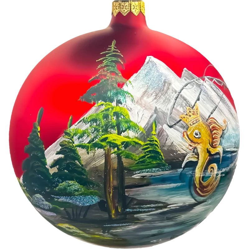 Bombka szklana na specjalne zamówienie - czerwona, detal