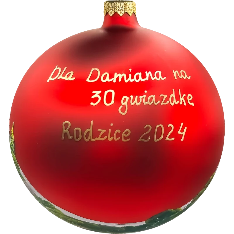 Bombka szklana na specjalne zamówienie - czerwona, tył