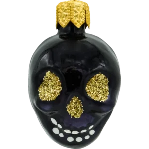Bombka szklana Syn Bombkarza Czaszka z brokatowymi oczami: złota