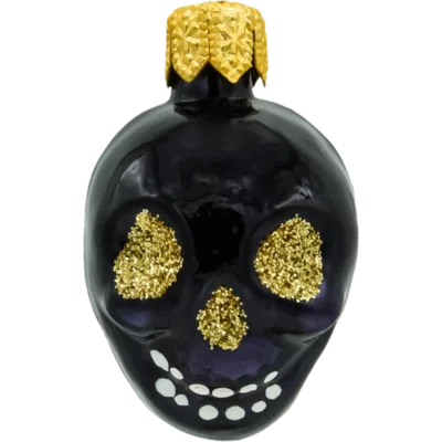 Bombka szklana Syn Bombkarza Czaszka z brokatowymi oczami: złota
