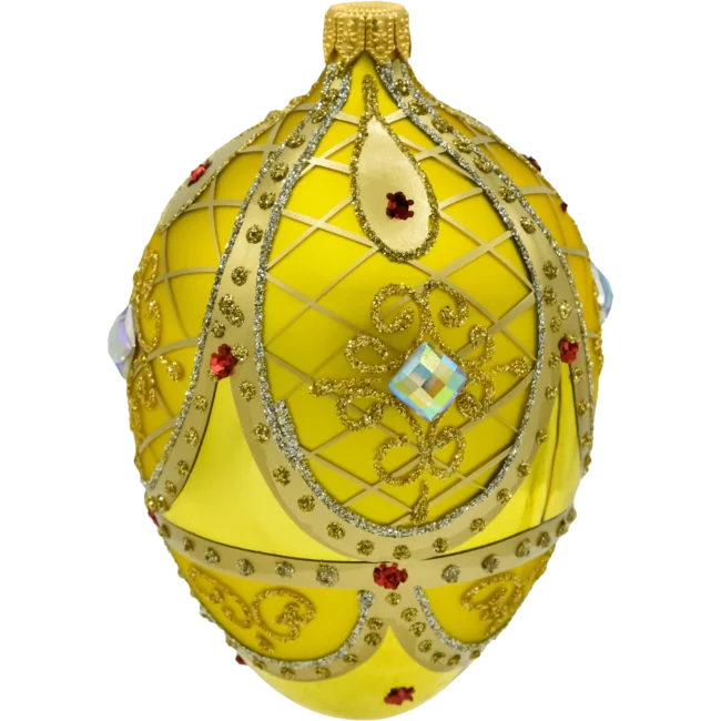 Bombka szklana Syn Bombkarza Ekskluzywne jajo Faberge z kamieniami: żółte bok