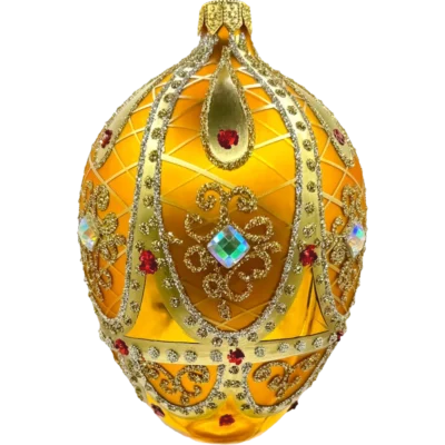 Bombka szklana Ekskluzywne jajo Faberge - bursztynowe
