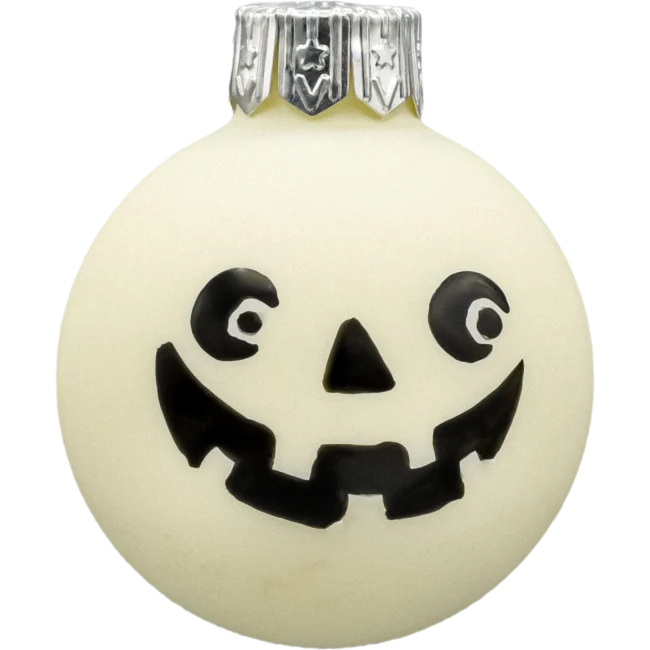 Bombka szklana Syn Bombkarza Biała bombka z uśmiechem dyni