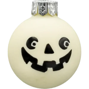 Bombka szklana Syn Bombkarza Biała bombka z uśmiechem dyni