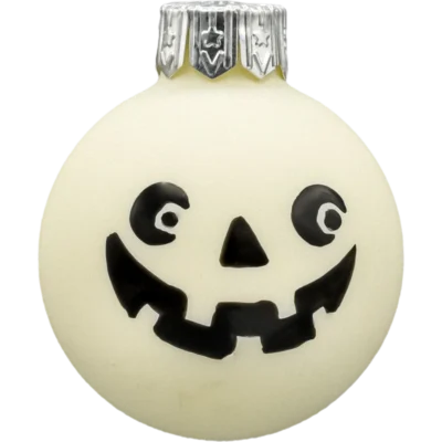 Bombka szklana Syn Bombkarza Biała bombka z uśmiechem dyni