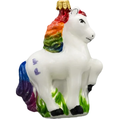 Bombka szklana Syn Bombkarza Konik z tęczową grzywą profil