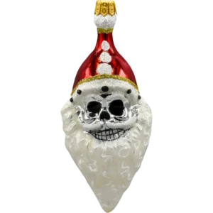 Szklana Bombka Choinkowa Figurka Forma ze szkła Czaszka Świętego Mikołaja: biała