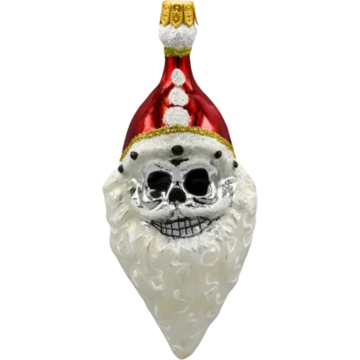 Szklana Bombka Choinkowa Figurka Forma ze szkła Czaszka Świętego Mikołaja: biała