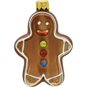 Szklana Bbombka choinkowa figurka forma brązowa ze szkła w kształcie piernikowego ludzika