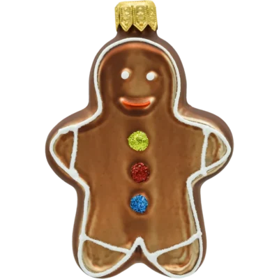 Szklana Bbombka choinkowa figurka forma brązowa ze szkła w kształcie piernikowego ludzika