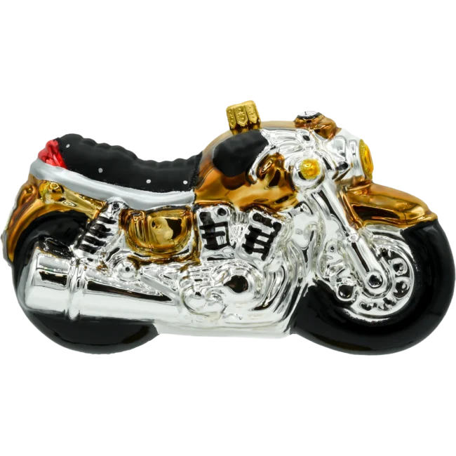 Szklana Bombka Choinkowa Figurka Motocykl: złoty profil