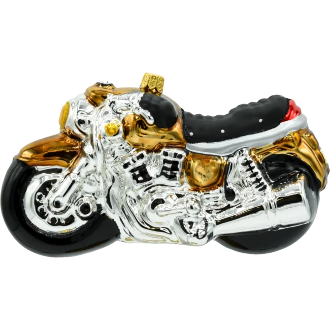 Szklana Bombka Choinkowa Figurka Motocykl: złoty profil