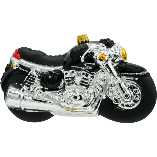 Szklana Bombka Choinkowa Figurka Motocykl: czarny profil