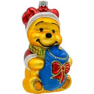 Szklana Bombka Choinkowa Figurka Miś Kubuś Puchatek z garnkiem miodu