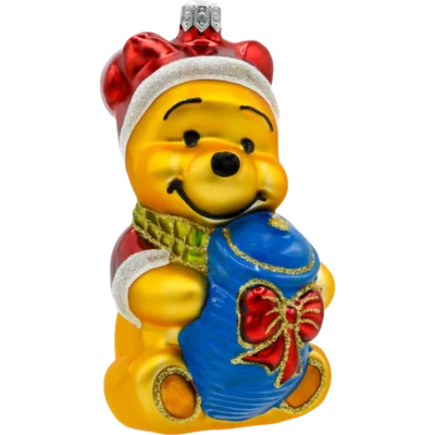 Szklana Bombka Choinkowa Figurka Miś Kubuś Puchatek z garnkiem miodu