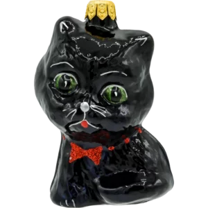 Szklana Bombka Choinkowa Figurka Uroczy kot z muchą