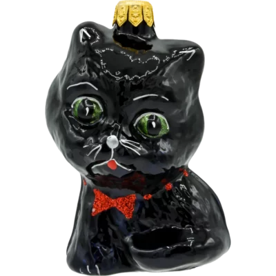 Szklana Bombka Choinkowa Figurka Uroczy kot z muchą