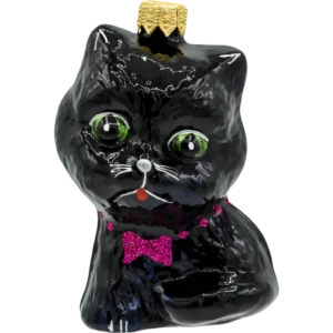 Szklana Bombka Choinkowa Figurka Uroczy kot z muchą