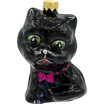 Szklana Bombka Choinkowa Figurka Uroczy kot z muchą