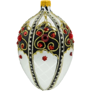 Szklana Bombka Choinkowa Figurka Ekskluzywne Jajo Faberge: biało-czarne bok