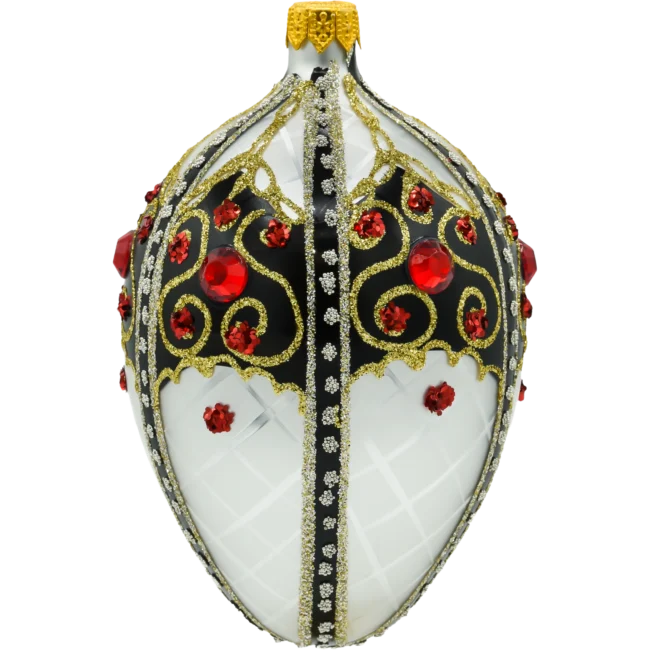 Szklana Bombka Choinkowa Figurka Ekskluzywne Jajo Faberge: biało-czarne