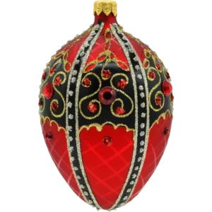 Szklana Bombka Choinkowa Figurka Ekskluzywne jajo Faberge: czerwone z czarnym bok