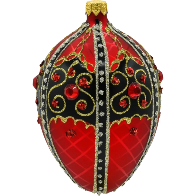 Szklana Bombka Choinkowa Figurka Ekskluzywne jajo Faberge: czerwone z czarnym