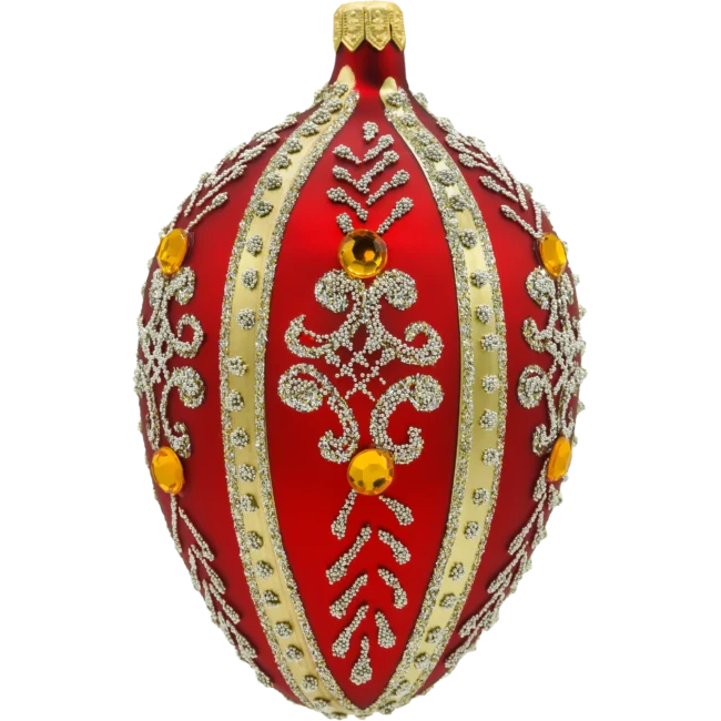 Szklana Bombka Choinkowa Figurka Ekskluzywne jajo Faberge z kamieniami: czerwone