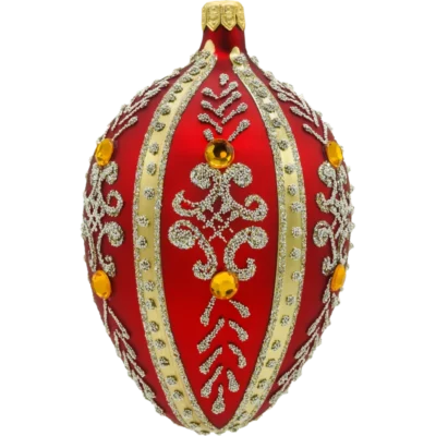 Szklana Bombka Choinkowa Figurka Ekskluzywne jajo Faberge z kamieniami: czerwone