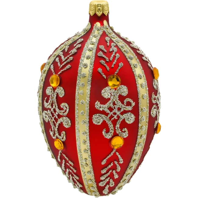 Szklana Bombka Choinkowa Figurka Ekskluzywne jajo Faberge z kamieniami: czerwone bok