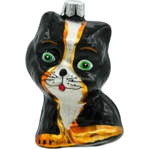 Bombka szklana Syn Bombkarza Uroczy Kot z zielonymi oczami