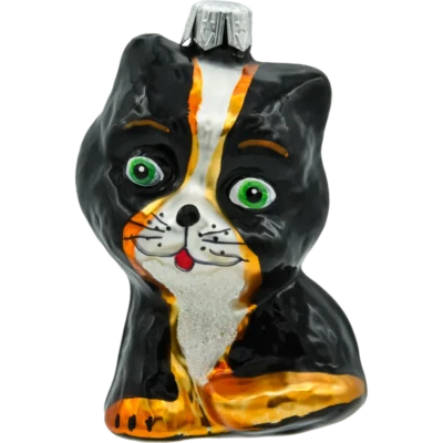 Bombka szklana Syn Bombkarza Uroczy Kot z zielonymi oczami