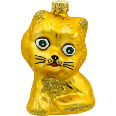 Bombka szklana Syn Bombkarza Uroczy kotek: żółty
