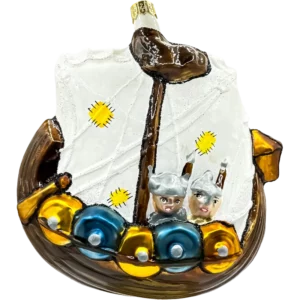 Bombka szklana Okręt Wikingów - tył