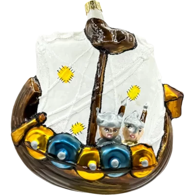 Bombka szklana Okręt Wikingów - tył