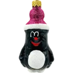 Bombka szklana Krecik w brokatowej czapie - fioletowy